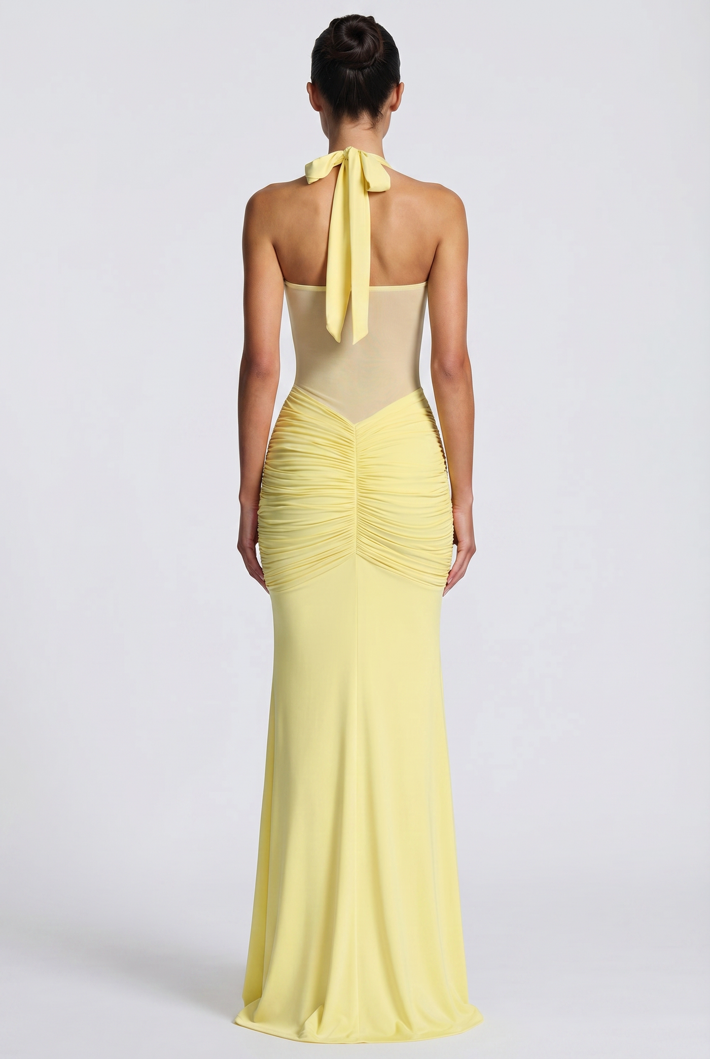 Henley Sheer Sculpt Maxi Dress - Yellow