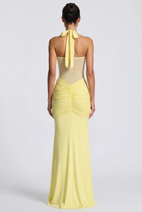 Henley Sheer Sculpt Maxi Dress - Yellow