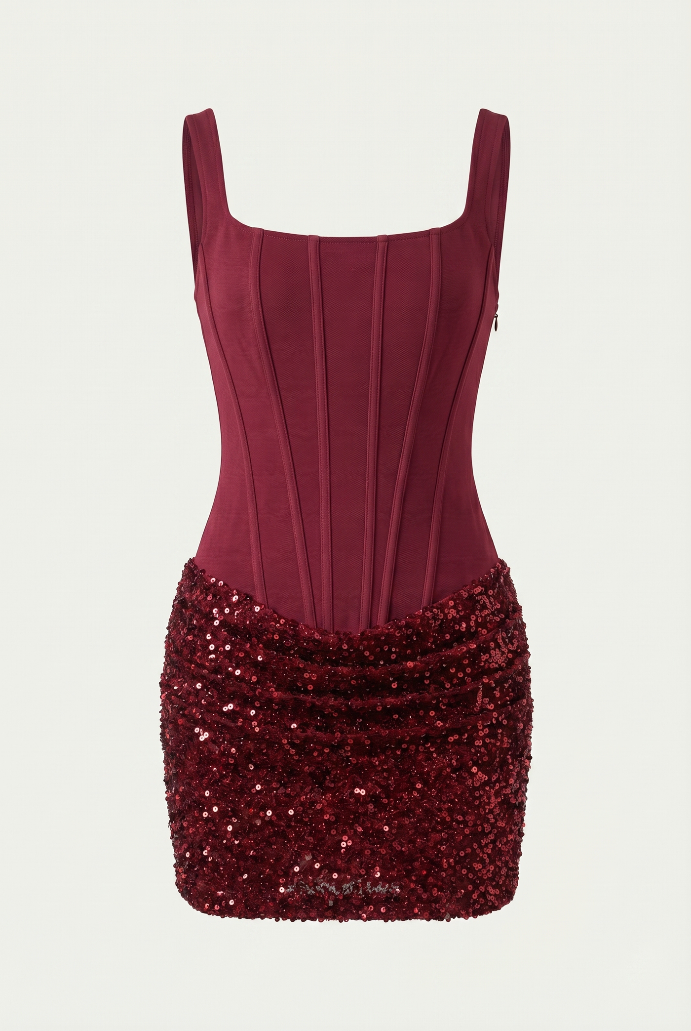 Katalina Sequin Corset Mini Dress – Burgundy