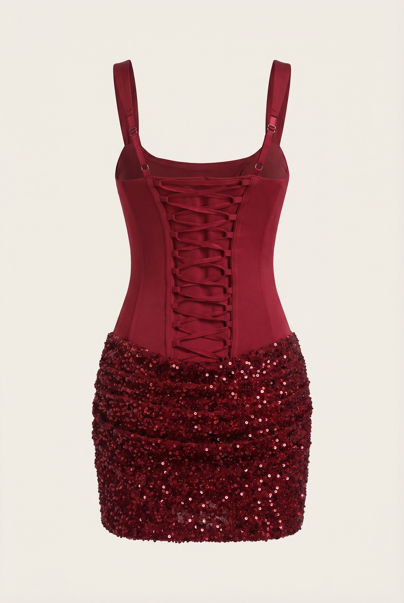 Katalina Sequin Corset Mini Dress – Burgundy