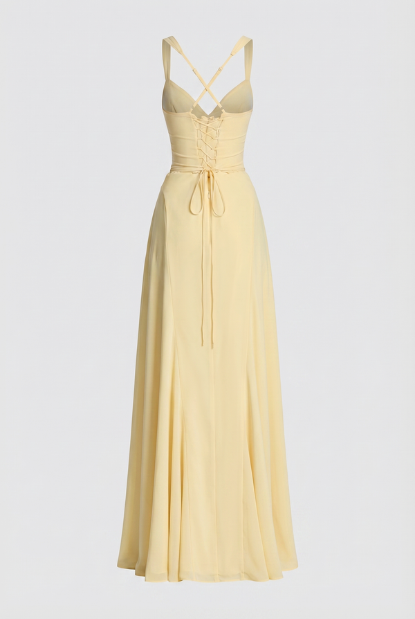 Jasiel Corset Back Maxi Dress – Yellow