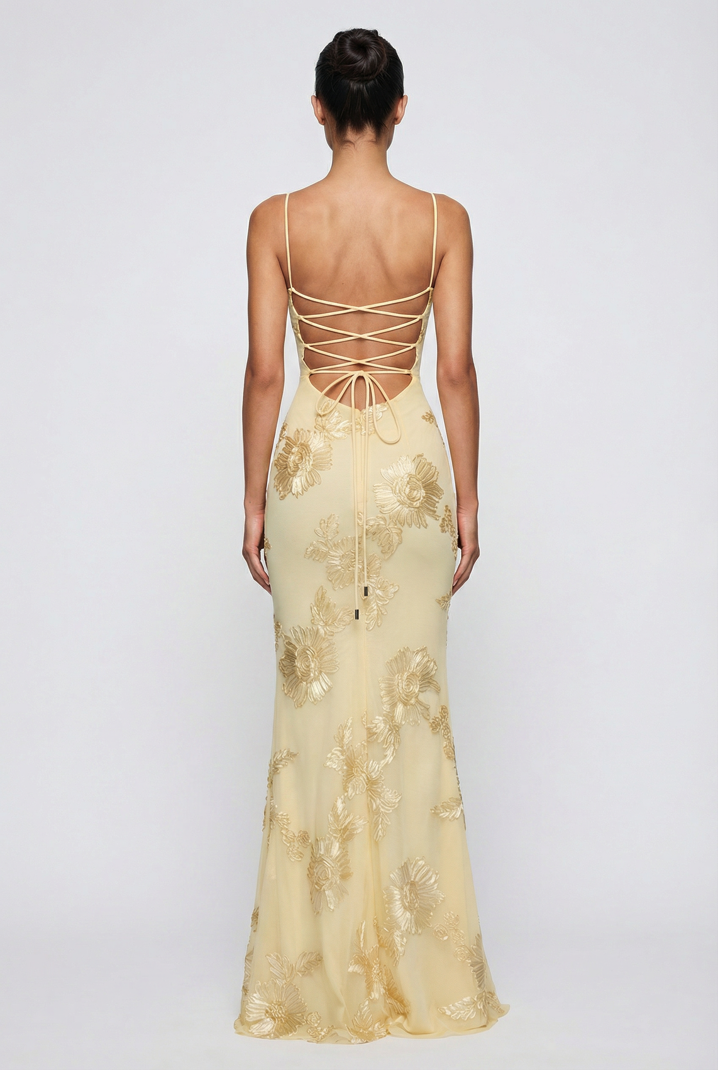 Lucy Lace-Up Corset Maxi Dress – Yellow