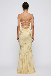 Lucy Lace-Up Corset Maxi Dress – Yellow