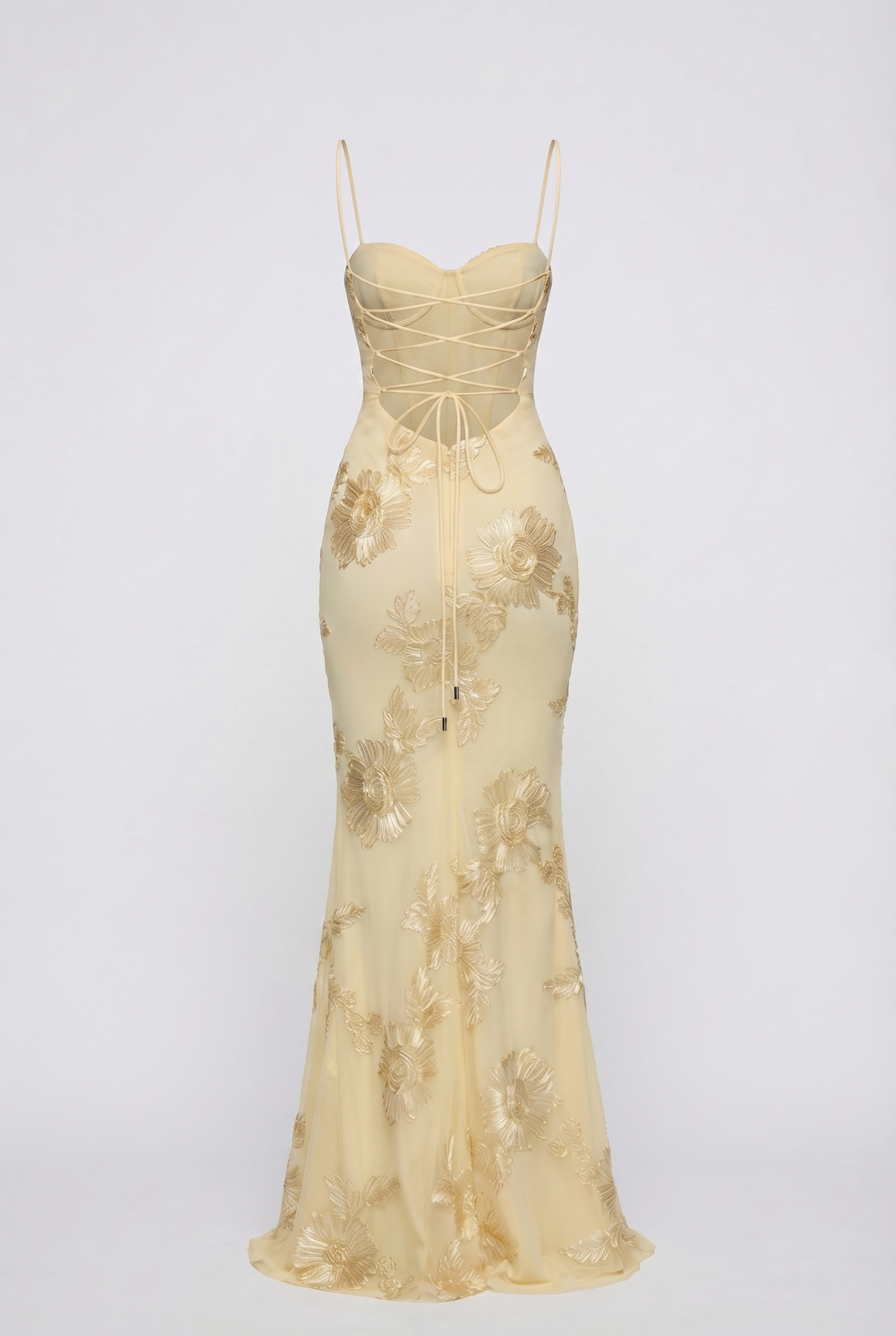 Lucy Lace-Up Corset Maxi Dress – Yellow