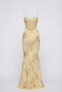 Lucy Lace-Up Corset Maxi Dress – Yellow