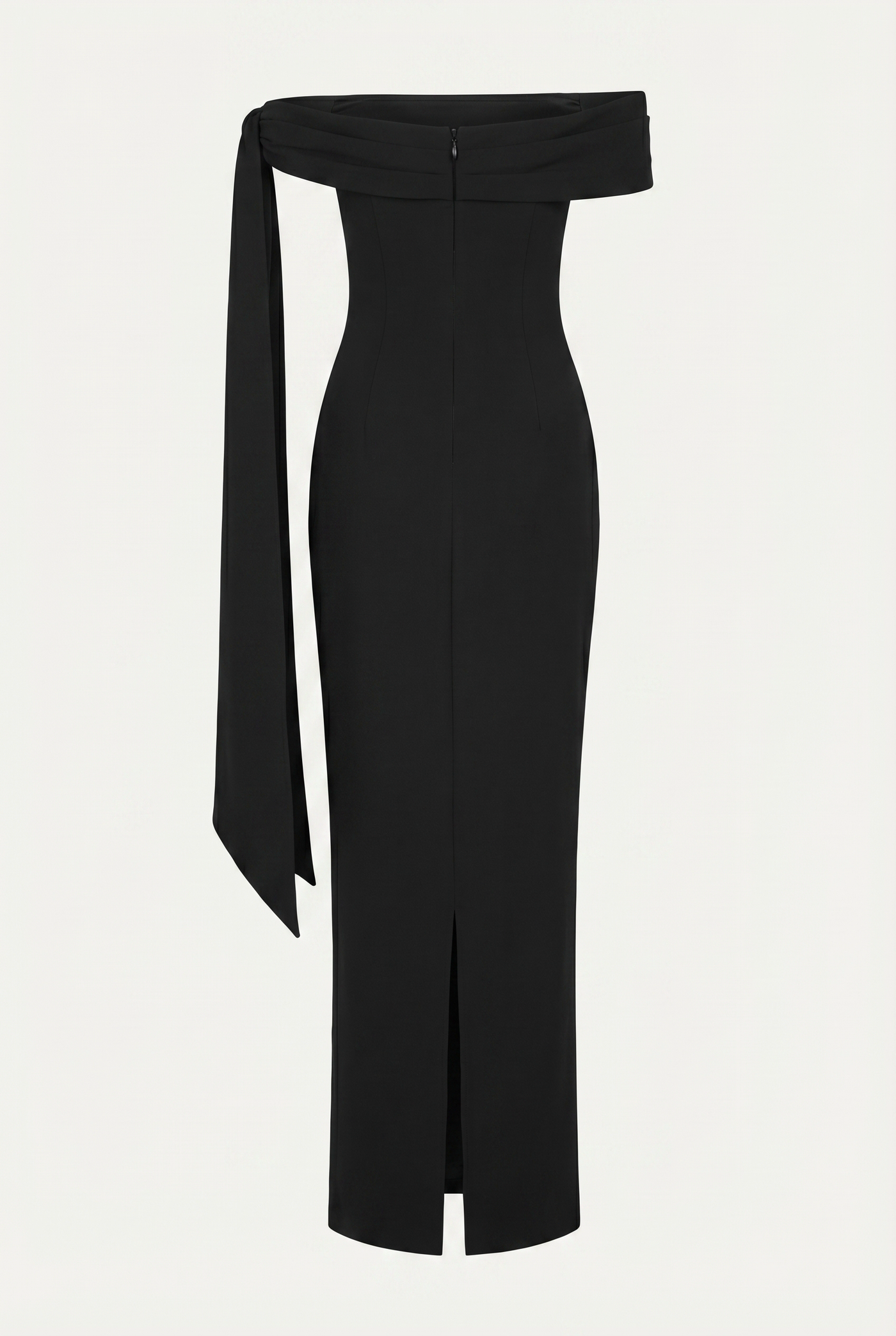 Nadine Off-Shoulder Draped Maxi Dress – Black