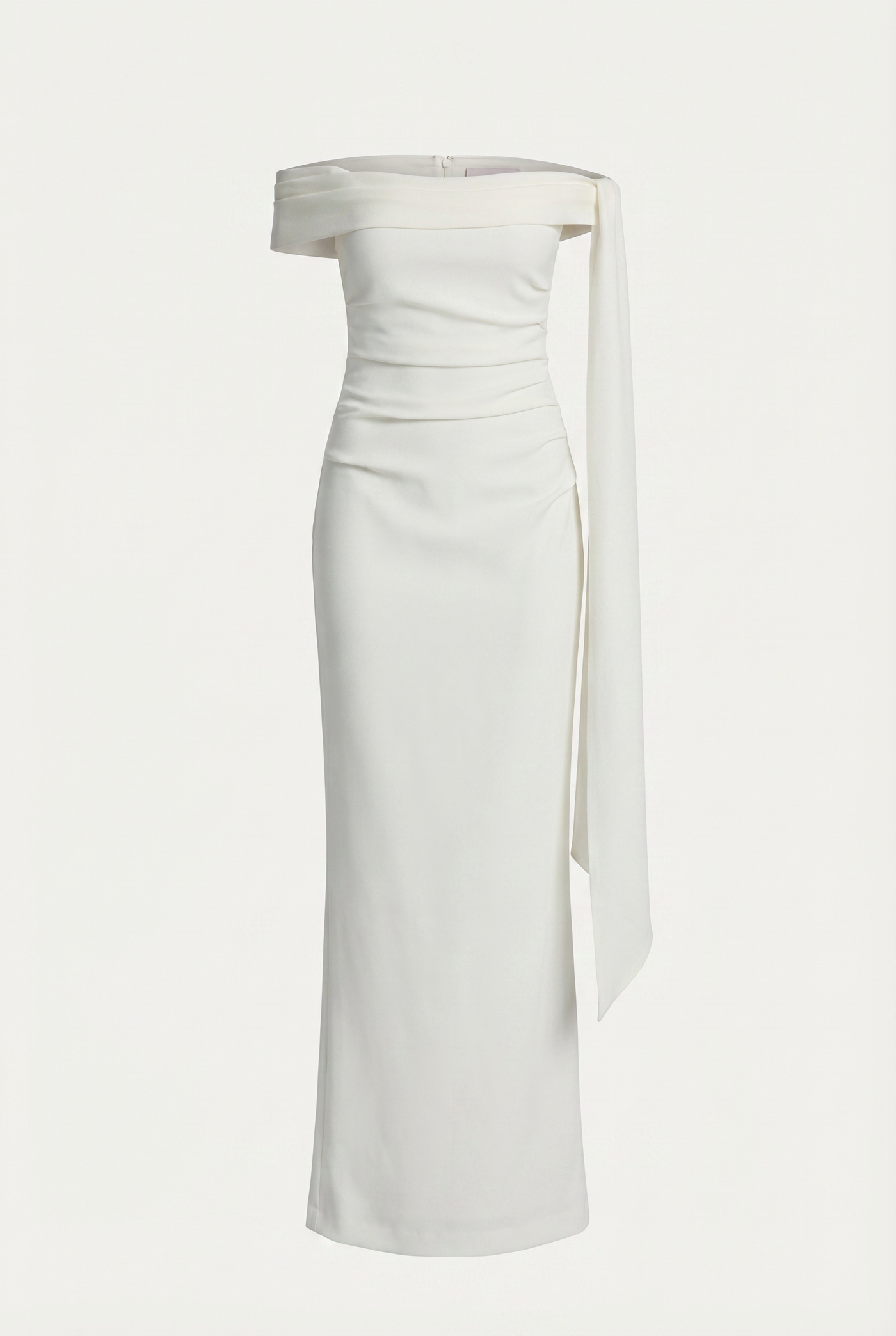 Nadine Off-Shoulder Draped Maxi Dress – White
