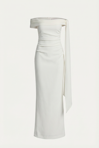 Nadine Off-Shoulder Draped Maxi Dress – White
