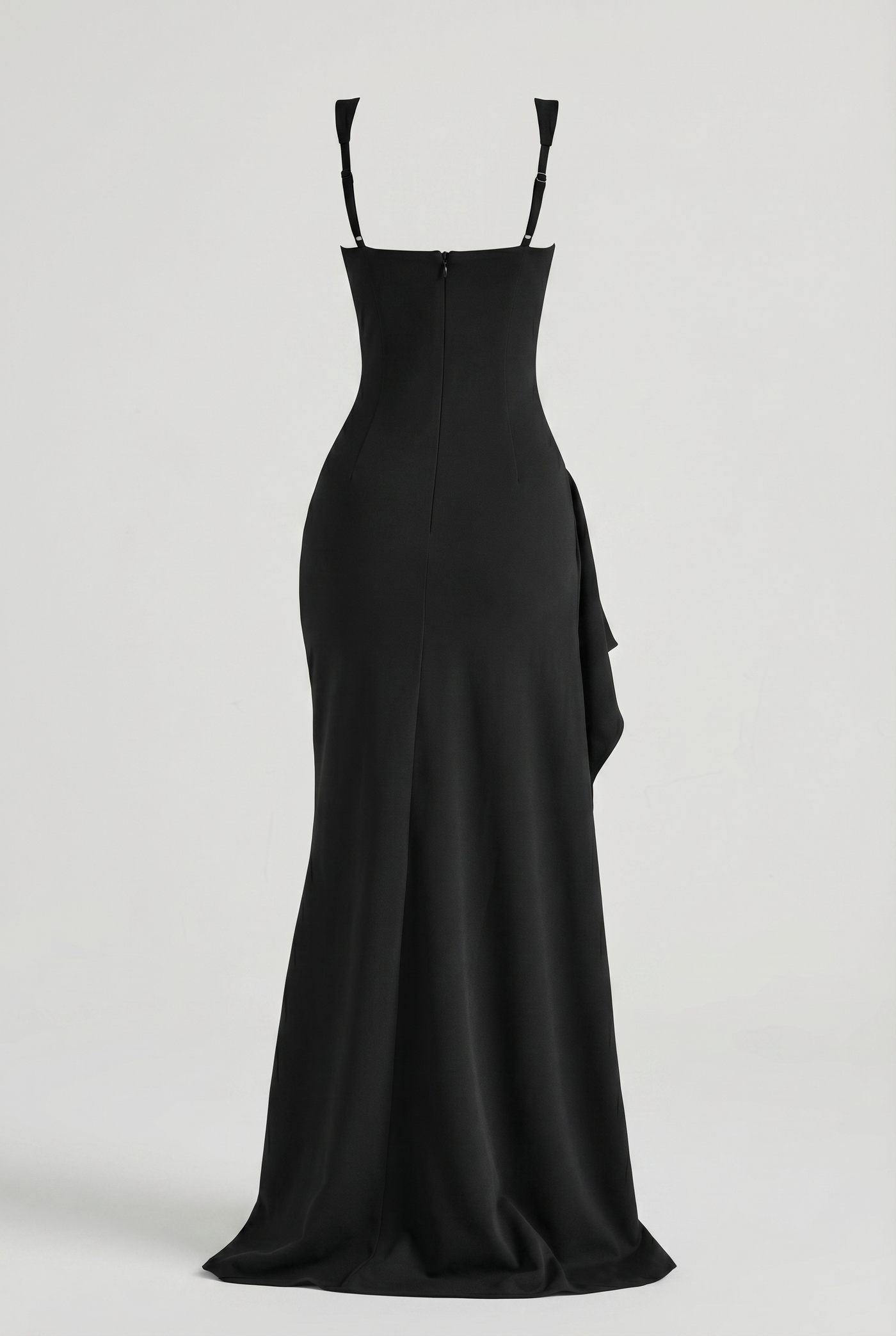 Nicole Square Neck Draped Maxi Dress – Black