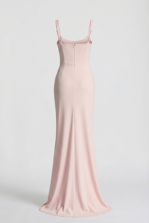 Nicole Square Neck Draped Maxi Dress – Pink