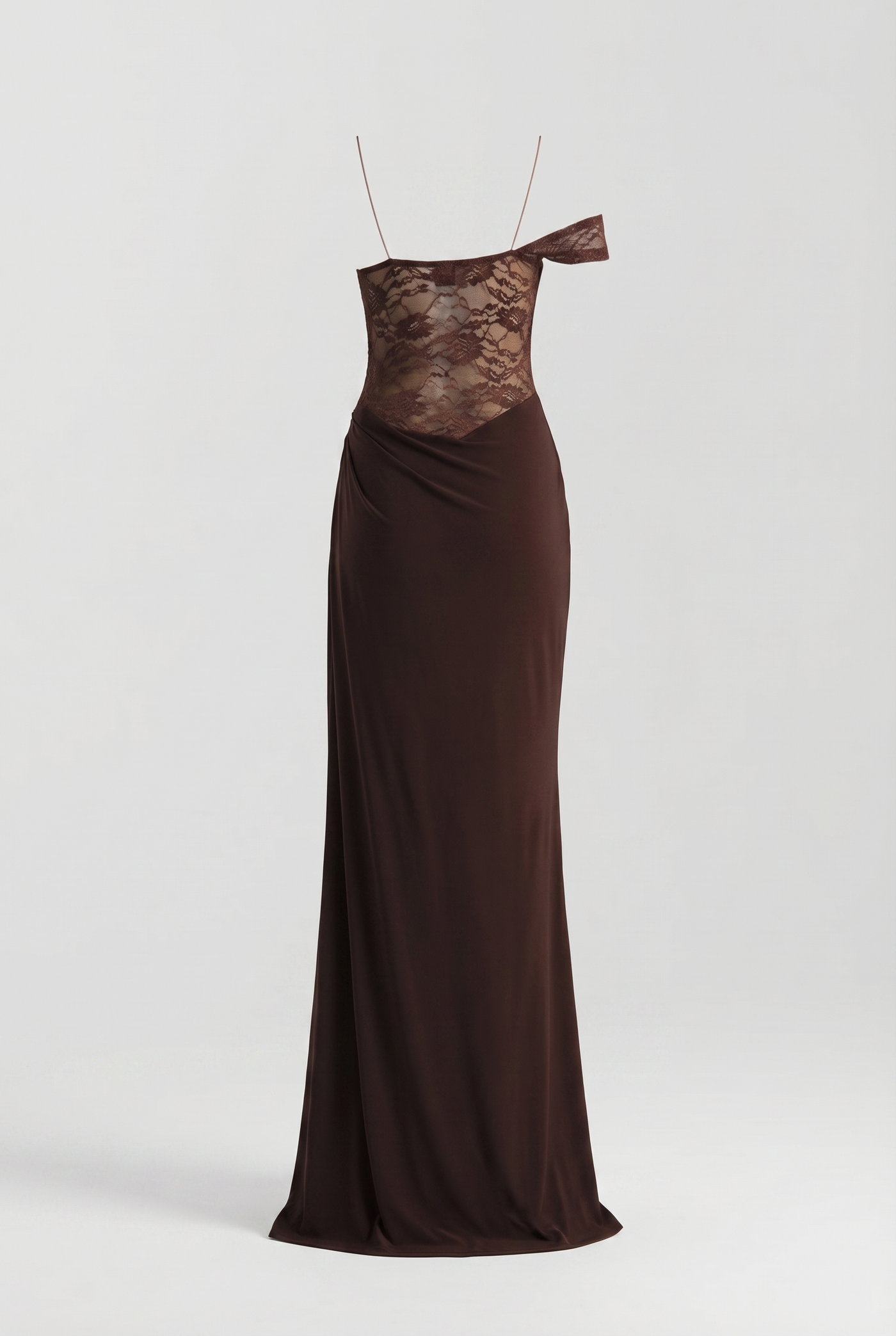 Oria Lace Bodice Maxi Dress – Brown