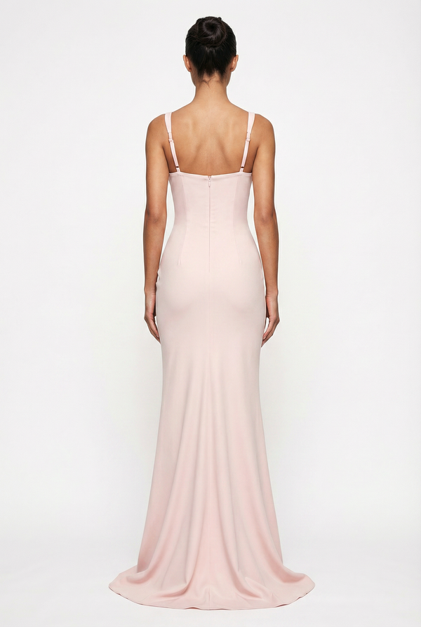 Nicole Square Neck Draped Maxi Dress – Pink