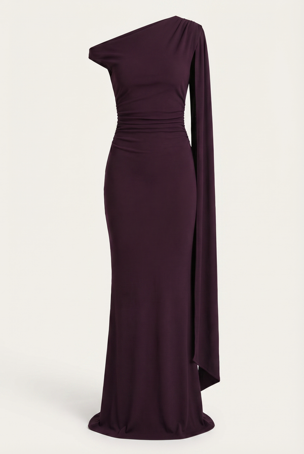 Selma Drape Maxi Dress – Plum
