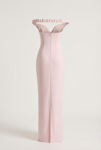 Serena Off-Shoulder Maxi Dress with Scarf - Pink
