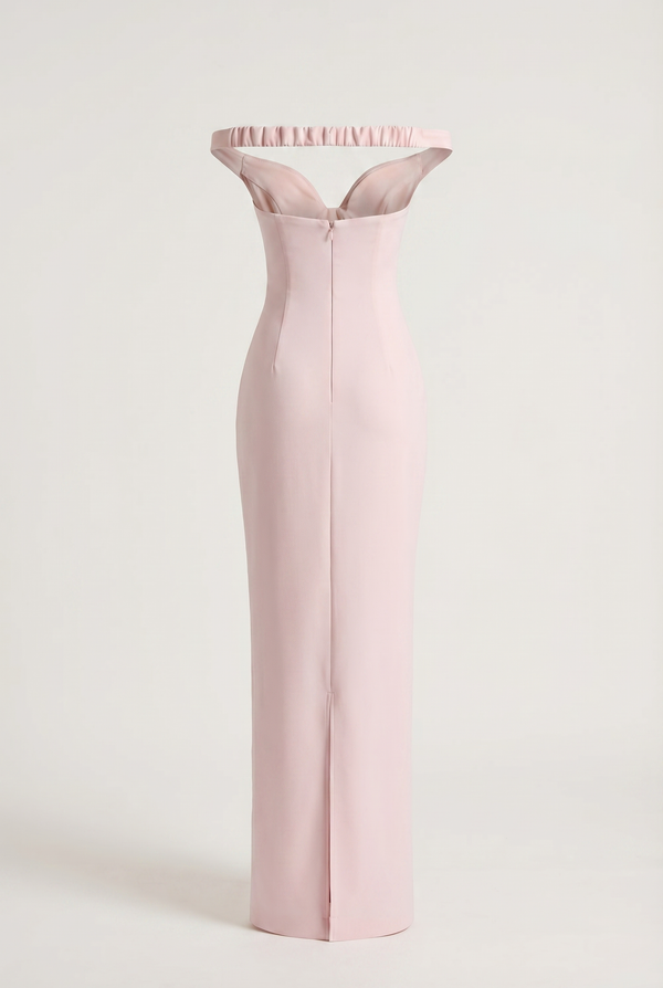 Serena Off-Shoulder Maxi Dress with Scarf - Pink