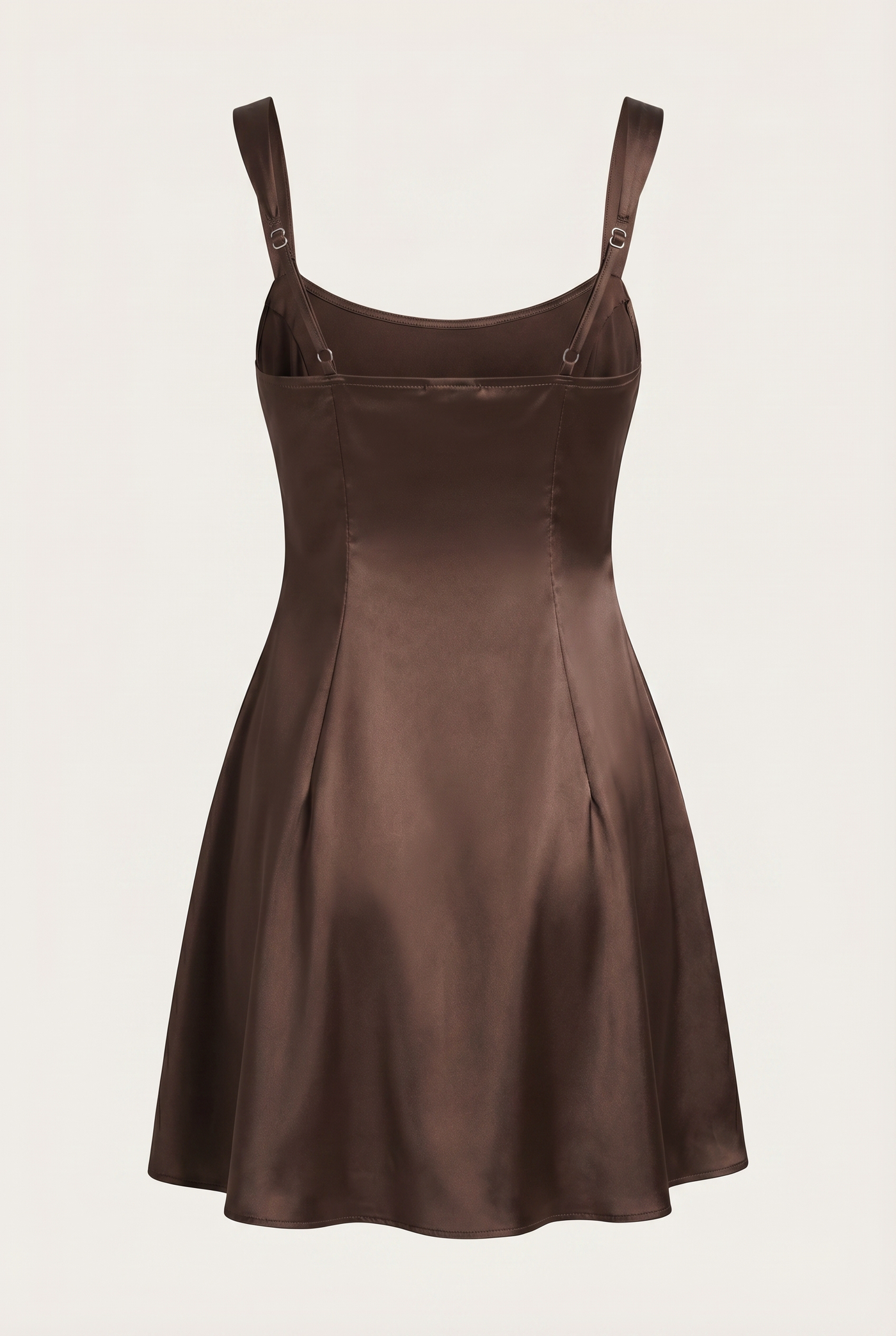 Sofie Square Neck Satin Mini Dress – Brown