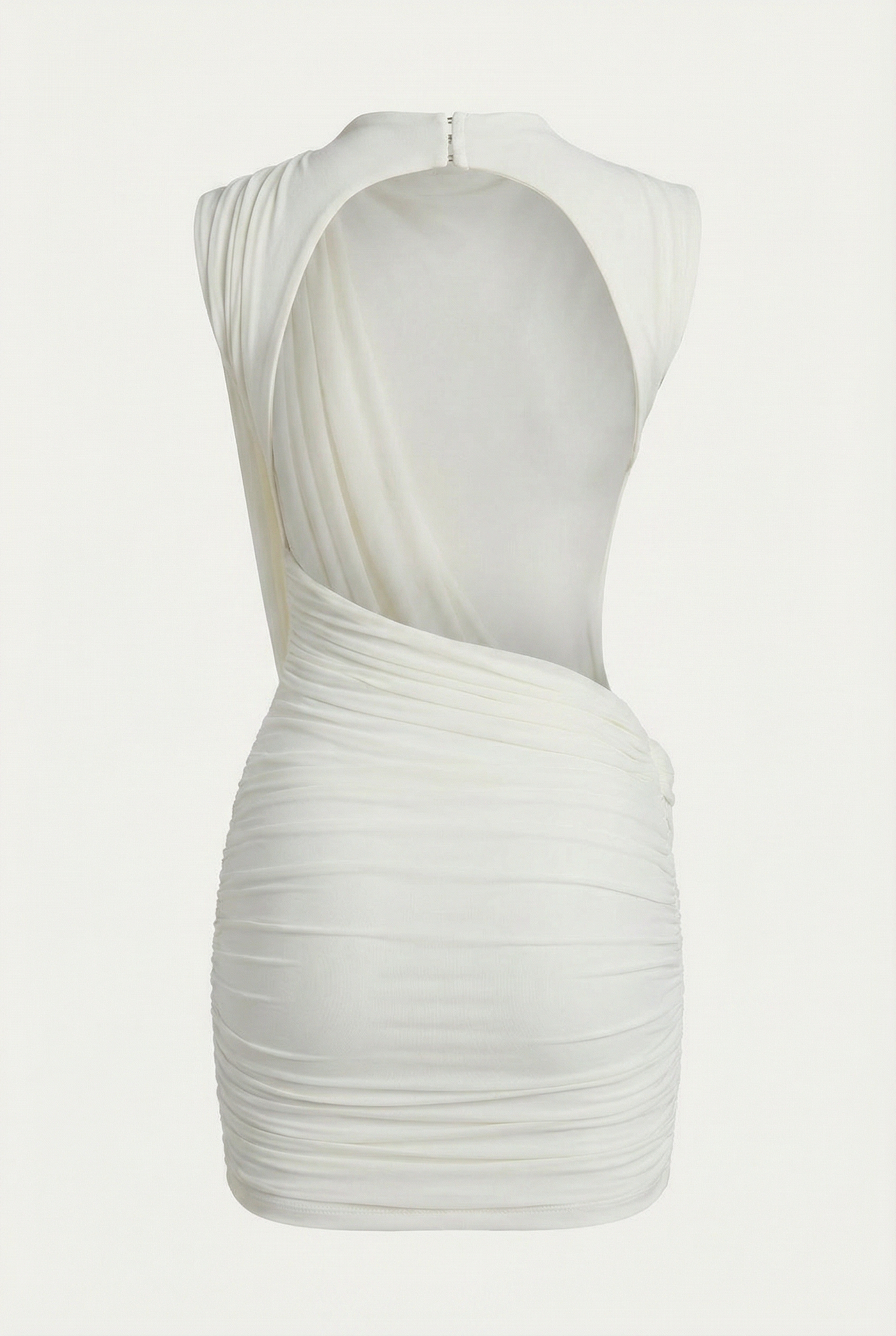Stacie Asymmetric Draped Mini Dress – White