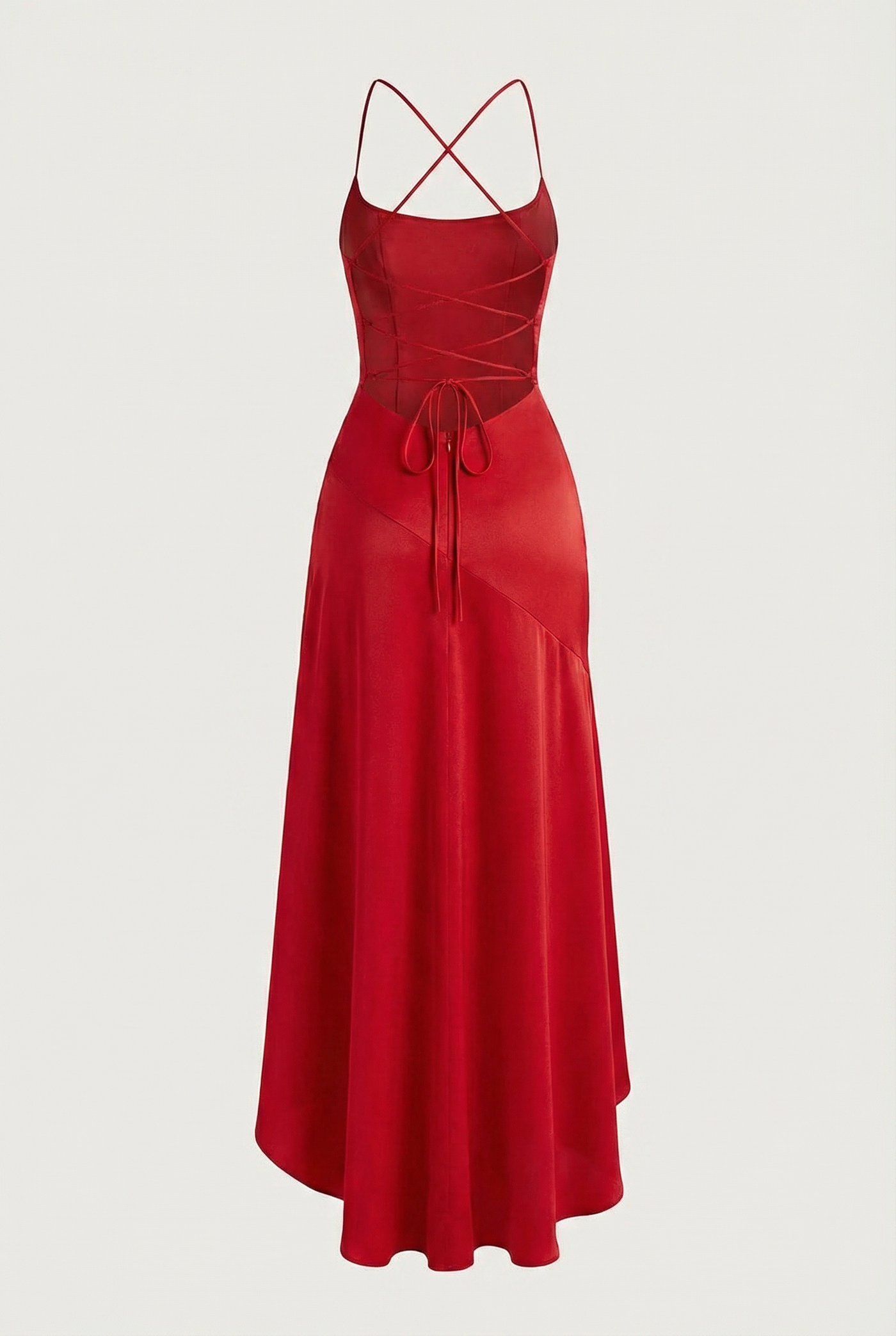 Stella Strappy Back Satin Maxi Dress – Red