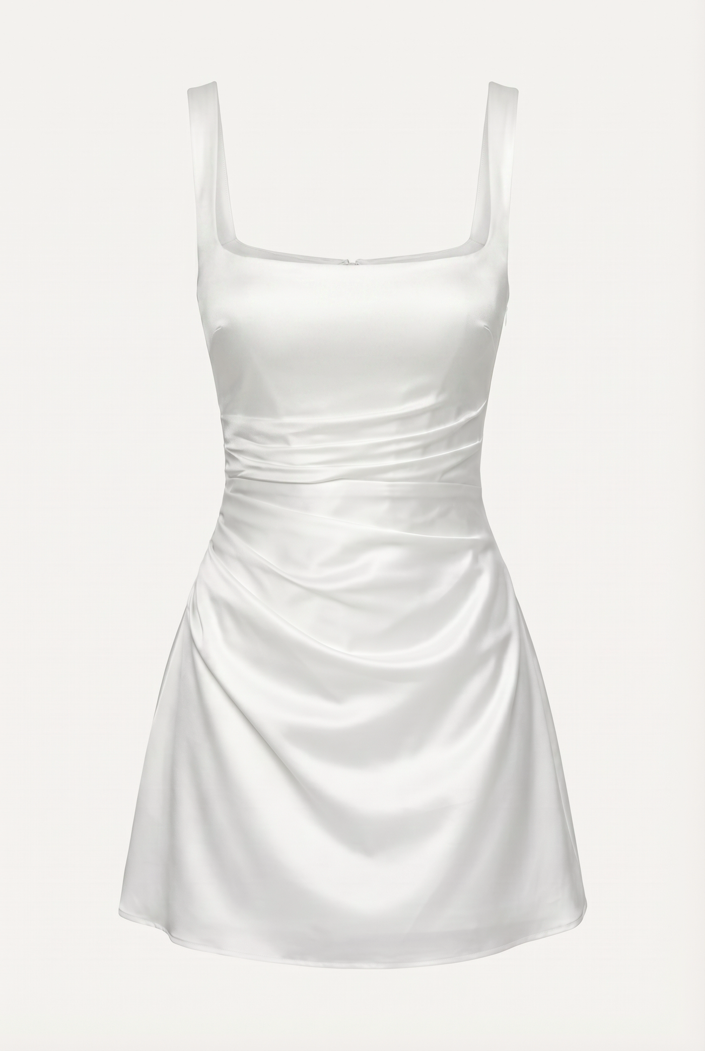 Sofie Square Neck Satin Mini Dress – White