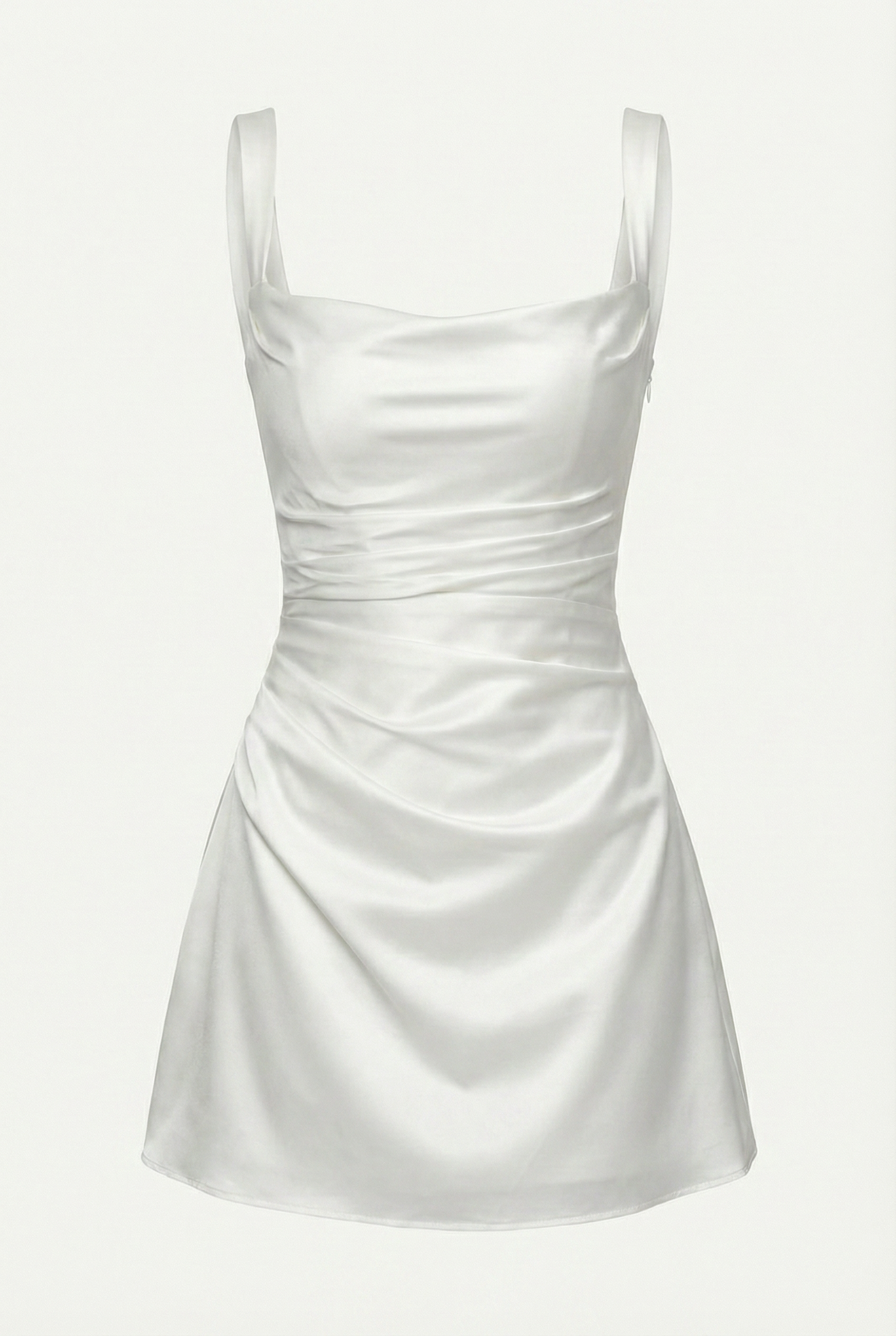 Sofie Square Neck Satin Mini Dress – White