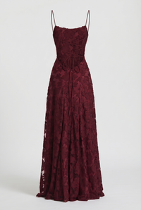 Wisteria Floral Maxi Dress – Burgundy
