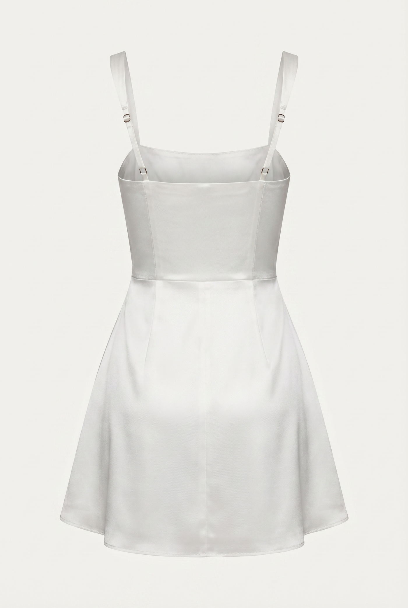 Sofie Square Neck Satin Mini Dress – White