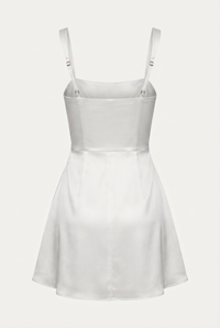 Sofie Square Neck Satin Mini Dress – White