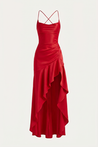 Stella Strappy Back Satin Maxi Dress – Red