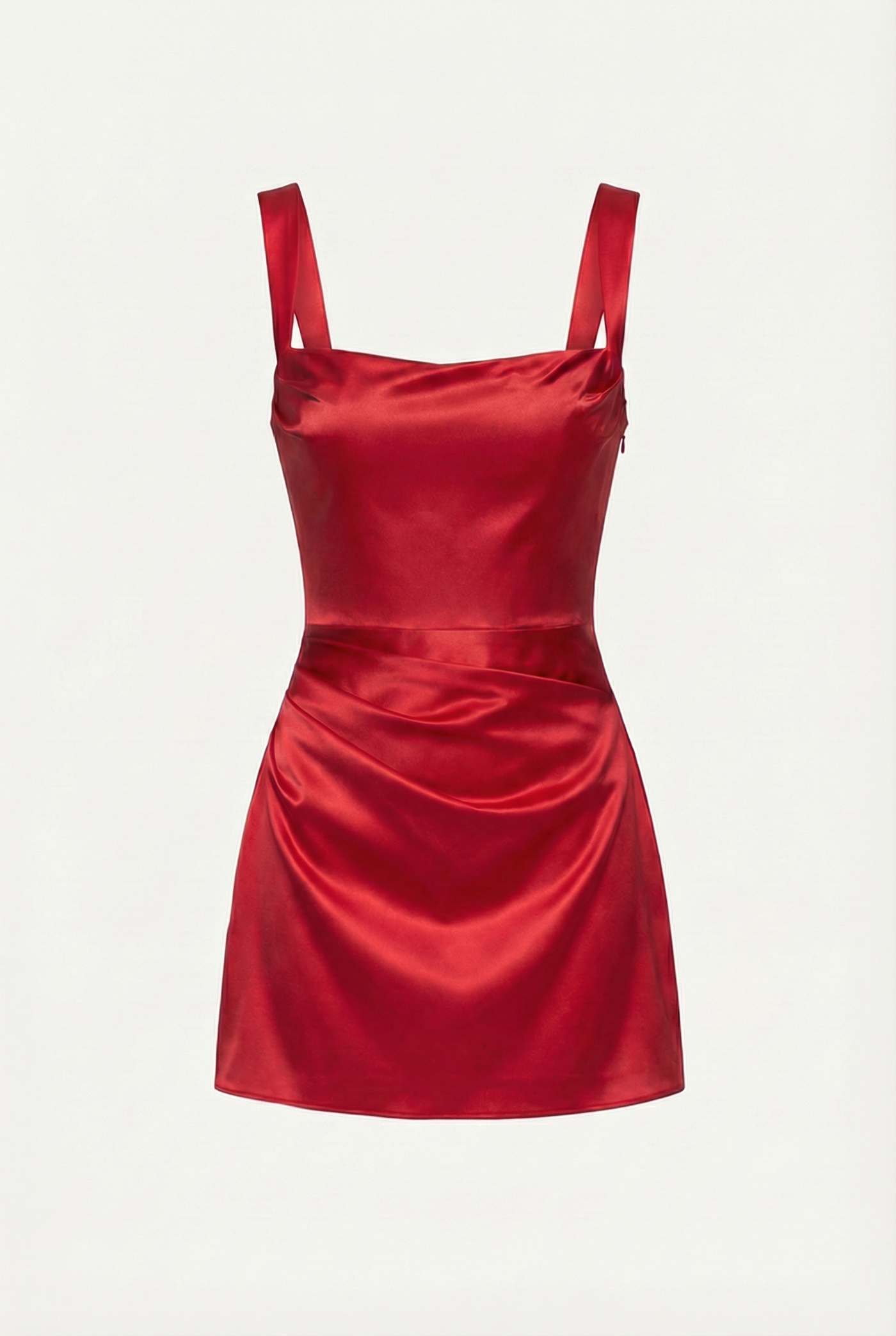 Sofie Square Neck Satin Mini Dress – Red