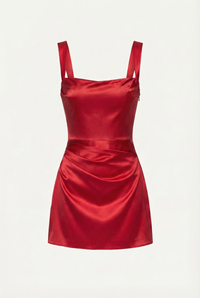 Sofie Square Neck Satin Mini Dress – Red
