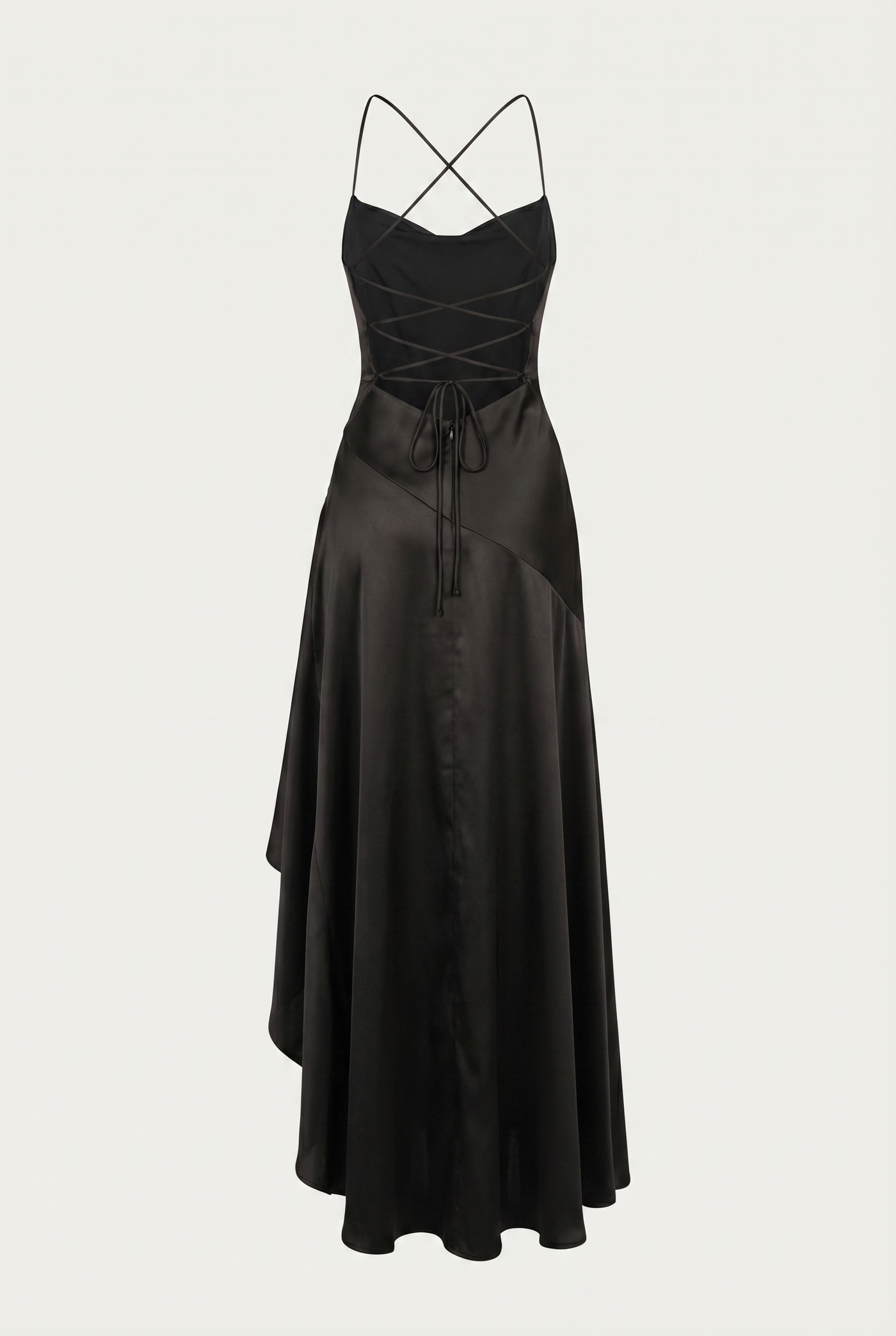 Stella Strappy Back Satin Maxi Dress – Black
