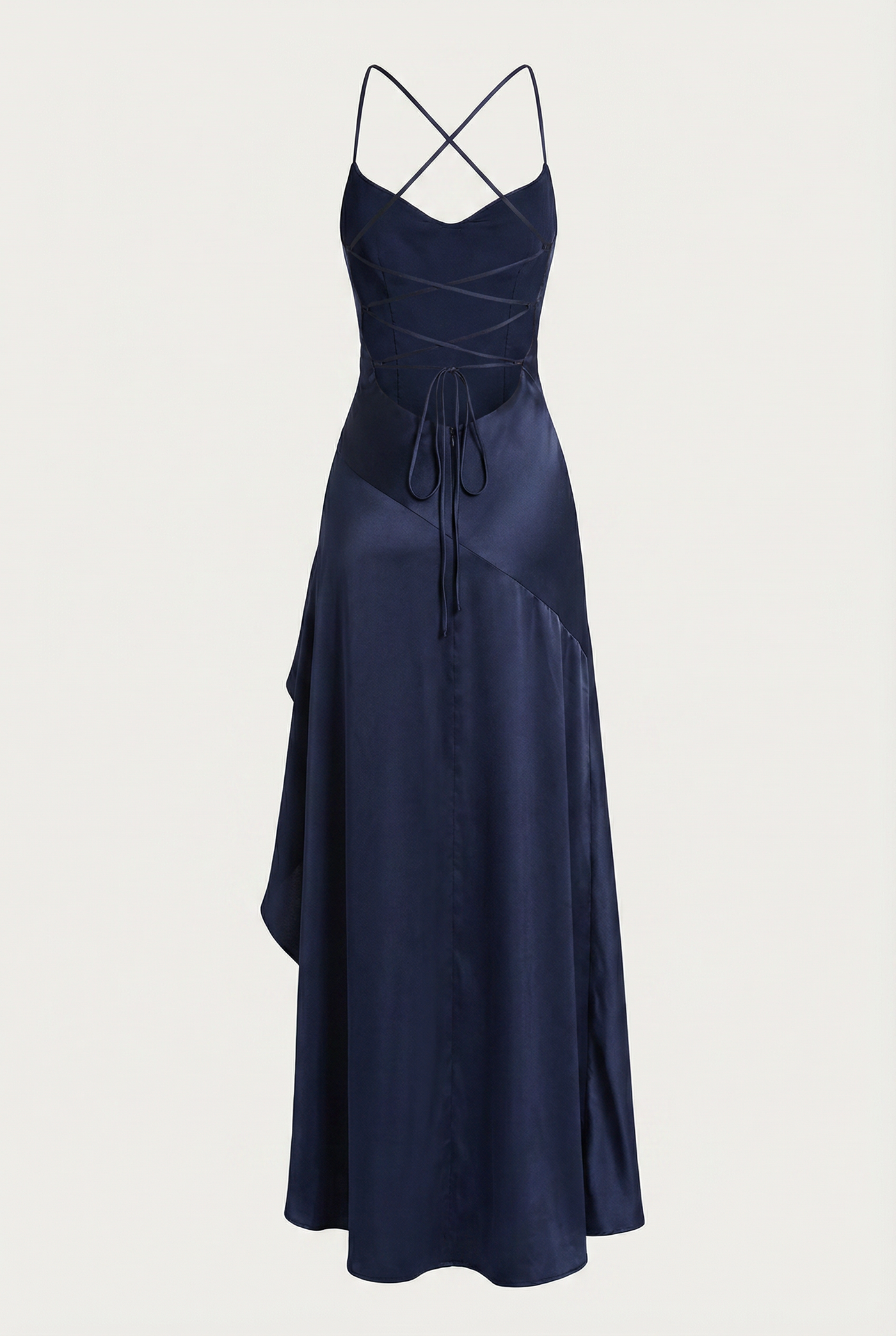 Stella Strappy Back Satin Maxi Dress – Navy Blue