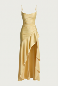 Stella Strappy Back Satin Maxi Dress – Yellow