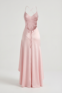 Stella Strappy Back Satin Maxi Dress – Pink