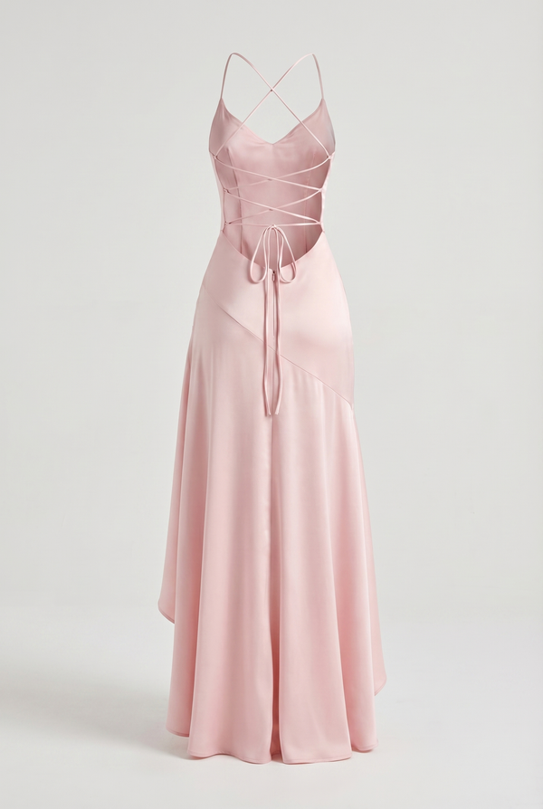 Stella Strappy Back Satin Maxi Dress – Pink