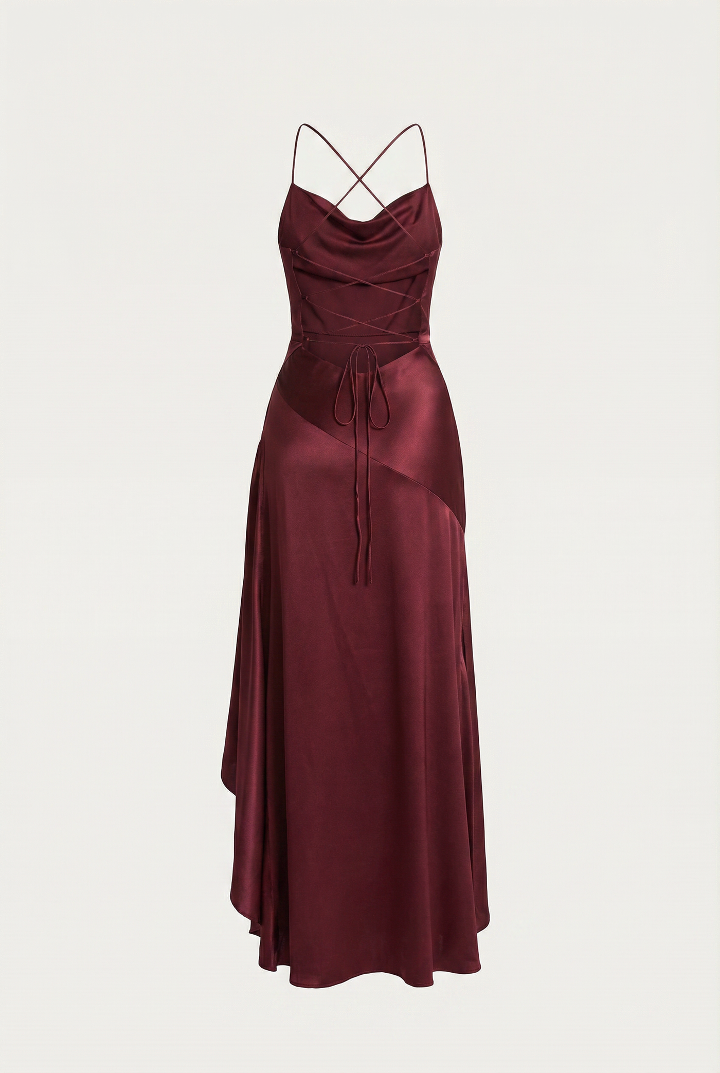 Stella Strappy Back Satin Maxi Dress – Burgundy
