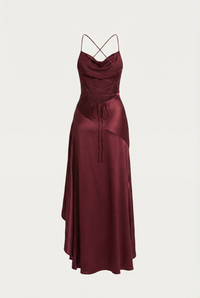 Stella Strappy Back Satin Maxi Dress – Burgundy