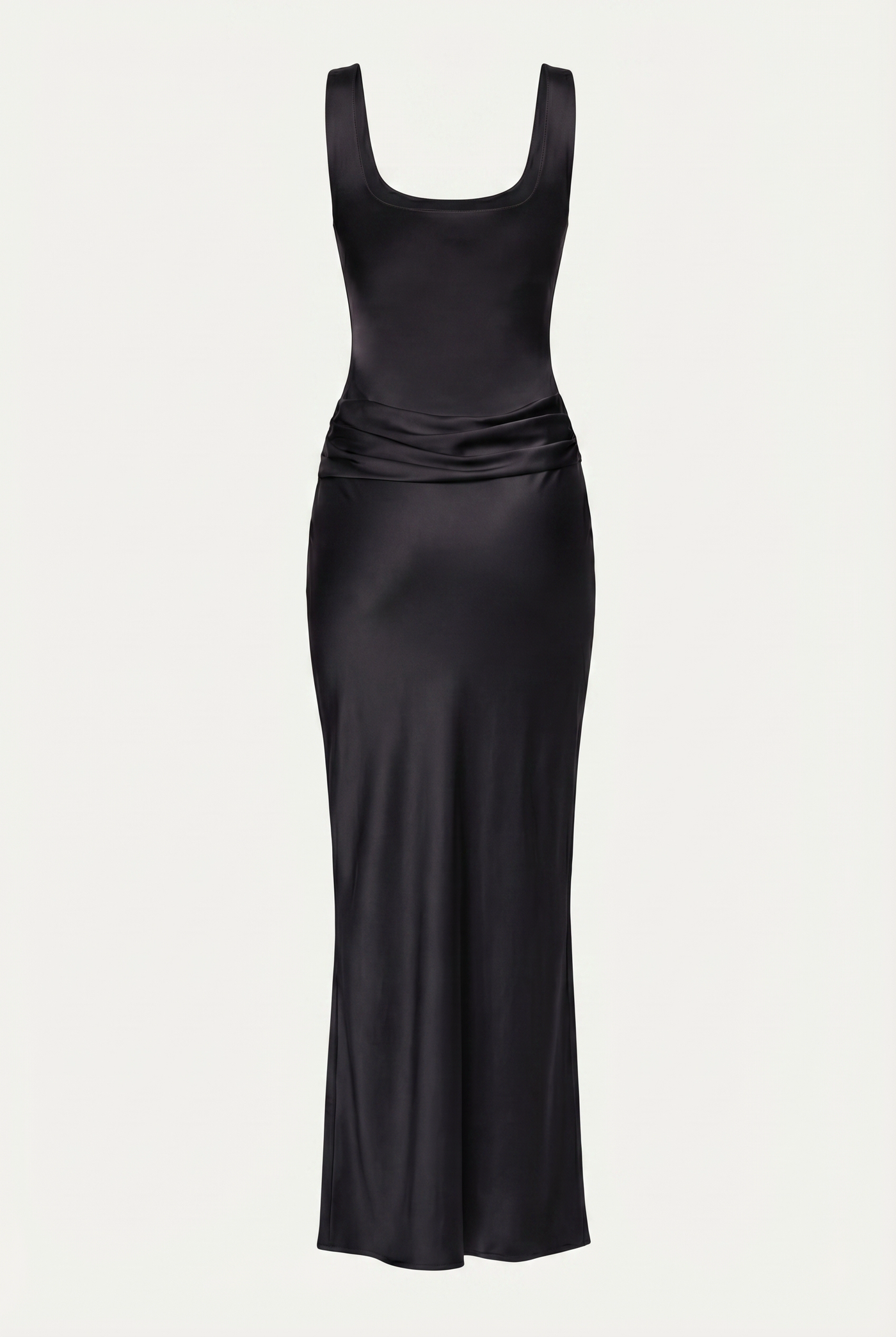 Zelda Corset Satin Maxi Dress – Black