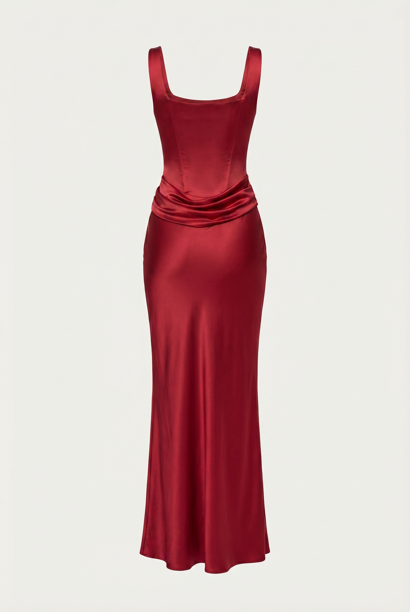 Zelda Corset Satin Maxi Dress – Red