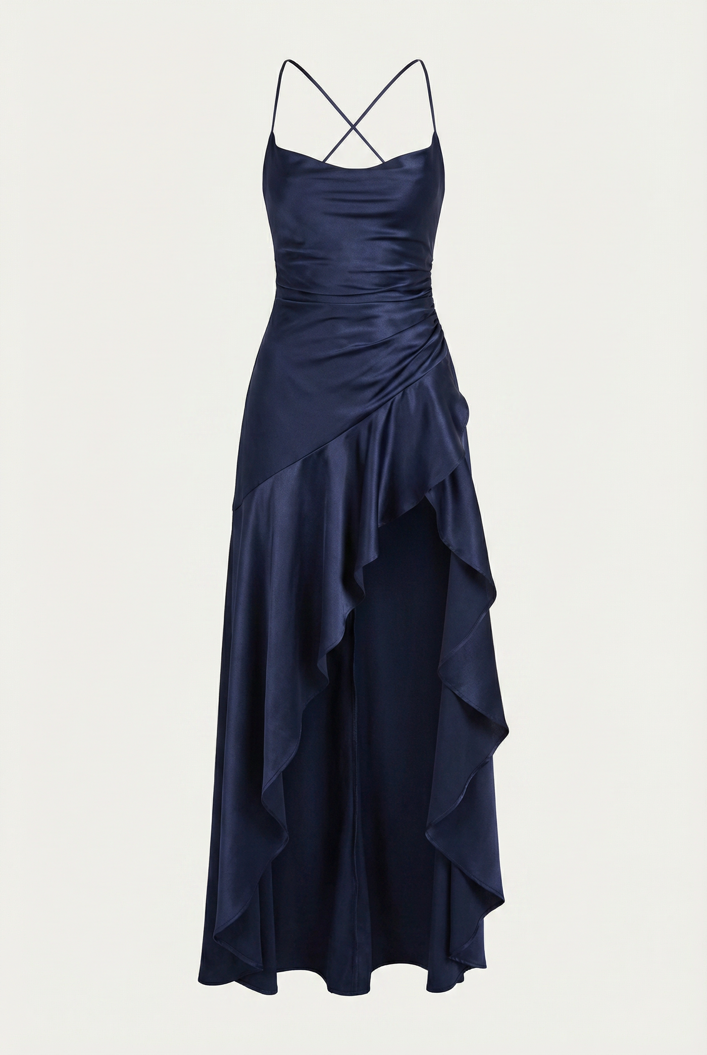 Stella Strappy Back Satin Maxi Dress – Navy Blue