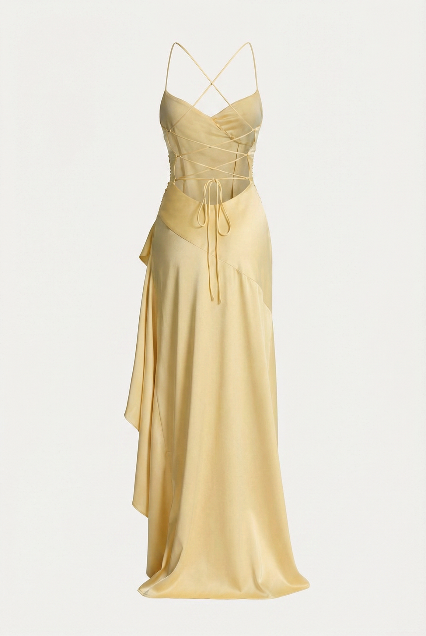 Stella Strappy Back Satin Maxi Dress – Yellow