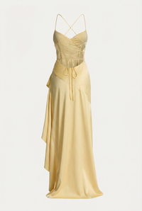 Stella Strappy Back Satin Maxi Dress – Yellow