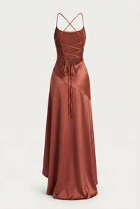 Stella Strappy Back Satin Maxi Dress – Rust