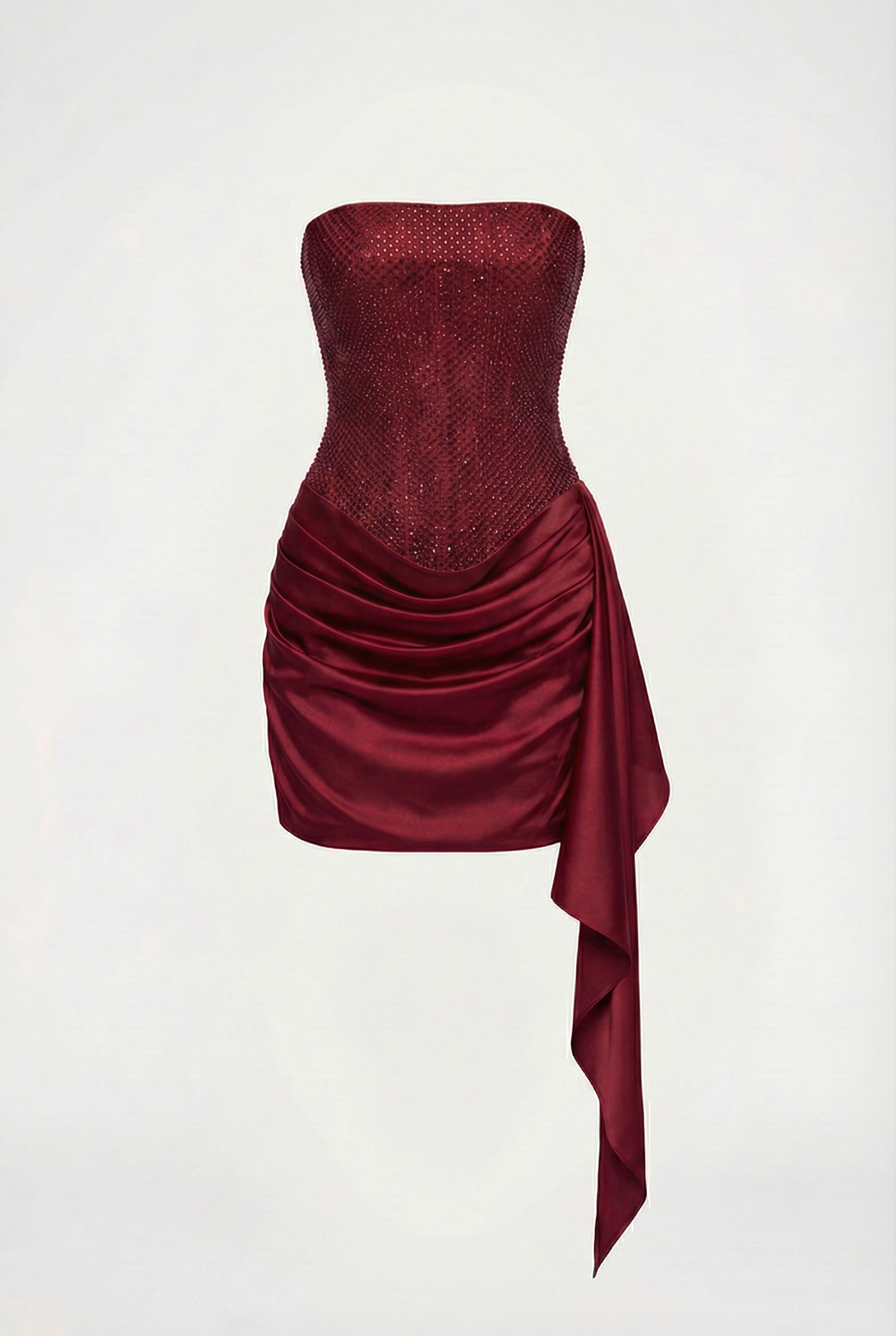 Alessandra Crystal Corset Mini Dress – Burgundy