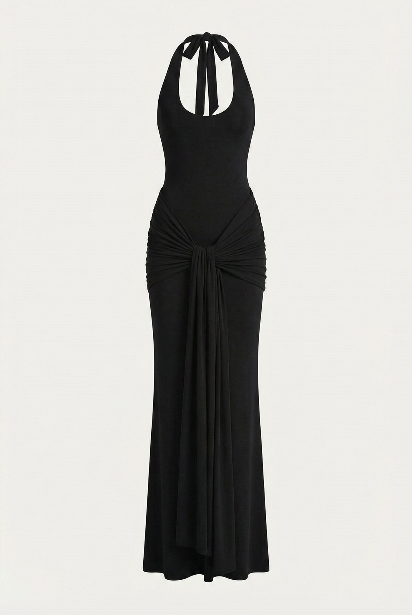 Amandine Halter Sculpt Maxi Dress - Black