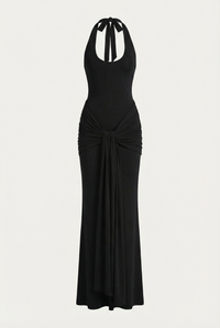 Amandine Halter Sculpt Maxi Dress - Black