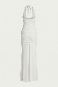 Amandine Halter Sculpt Maxi Dress - White