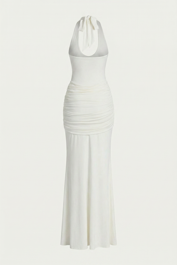 Amandine Halter Sculpt Maxi Dress - White