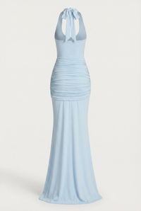 Amandine Halter Sculpt Maxi Dress - Blue