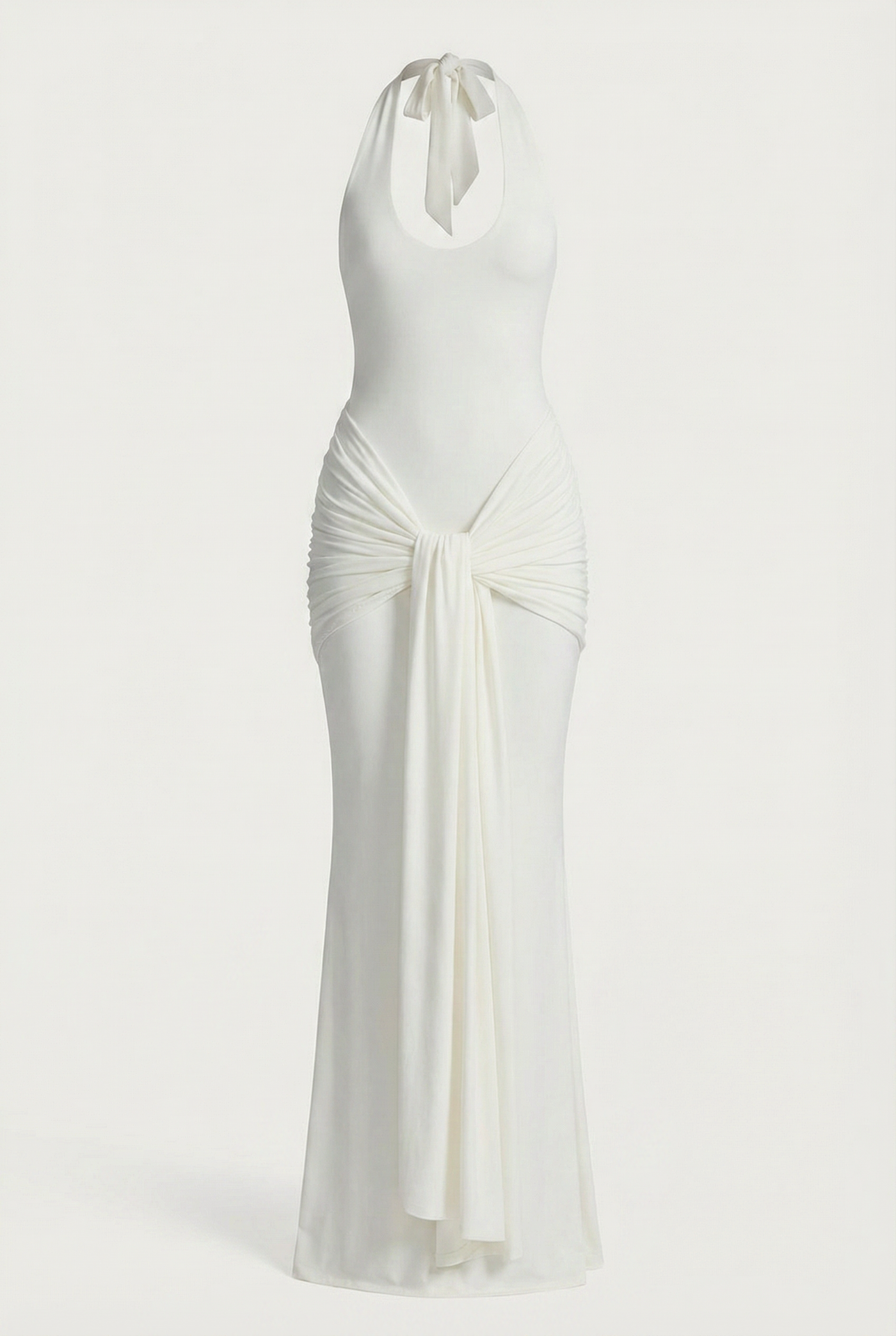 Amandine Halter Sculpt Maxi Dress - White